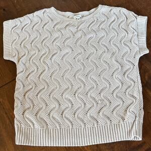 Croft & Barrow Crochet Knit Pullover Sweater Tank Sleeveless Tan Womens XL